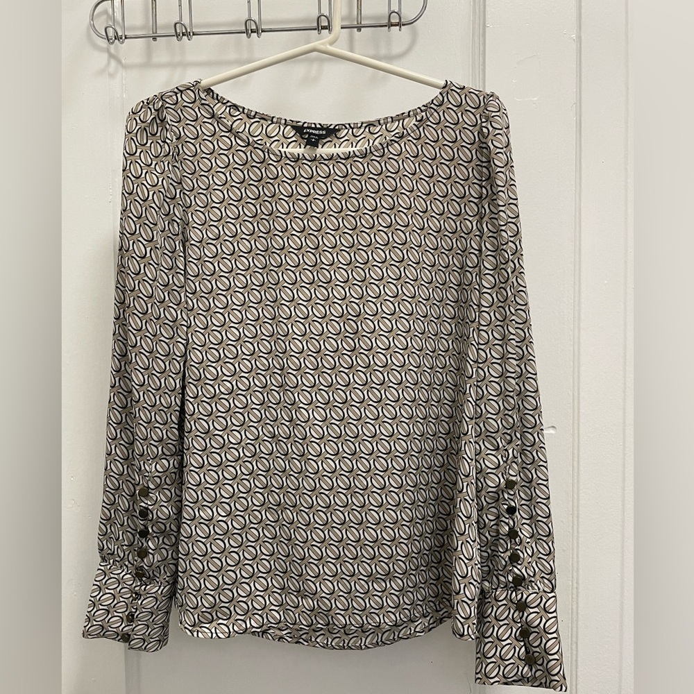 Express Long Sleeve Blouse Geometric Pattern Size Small